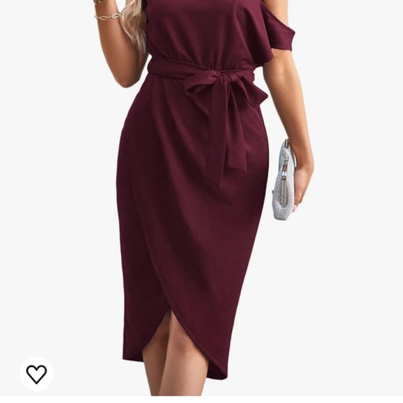 Kate Kasin Women Off The Shoulder Cocktail Midi Dress Ruched Wrap Wedding Guest - Picture 2 of 3